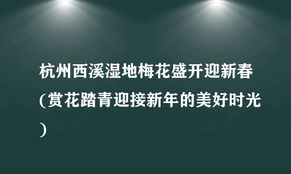 杭州西溪湿地梅花盛开迎新春(赏花踏青迎接新年的美好时光)