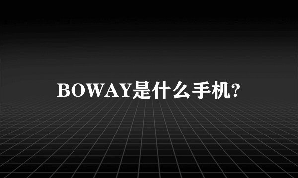 BOWAY是什么手机?
