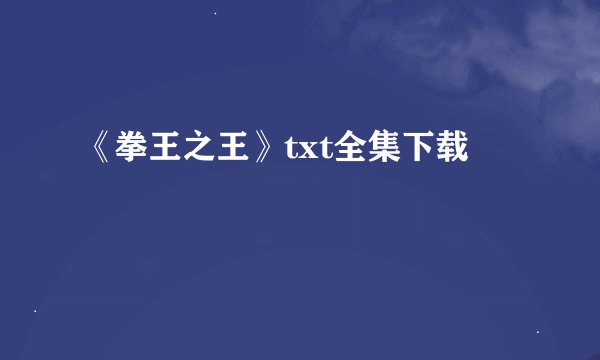 《拳王之王》txt全集下载