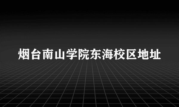 烟台南山学院东海校区地址