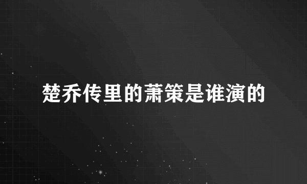 楚乔传里的萧策是谁演的