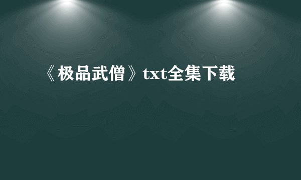 《极品武僧》txt全集下载