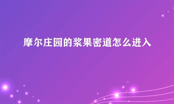 摩尔庄园的浆果密道怎么进入