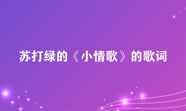 苏打绿的《小情歌》的歌词