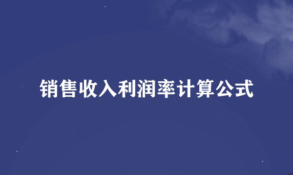销售收入利润率计算公式