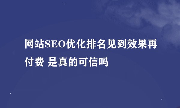 网站SEO优化排名见到效果再付费 是真的可信吗