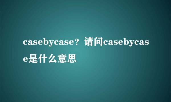 casebycase？请问casebycase是什么意思