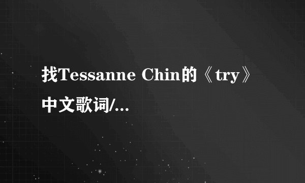 找Tessanne Chin的《try》中文歌词/有的朋友给翻译下