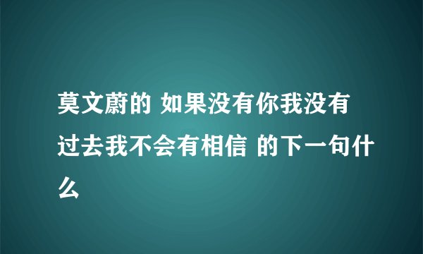莫文蔚的 如果没有你我没有过去我不会有相信 的下一句什么