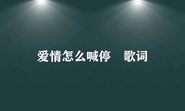 爱情怎么喊停 歌词