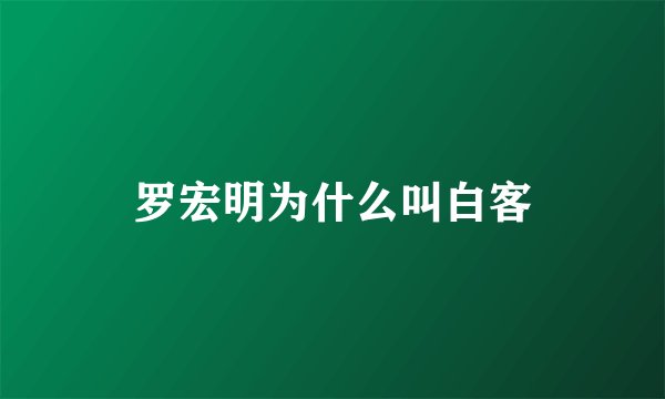 罗宏明为什么叫白客