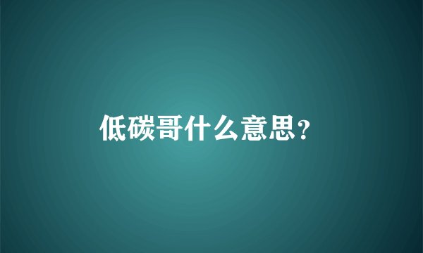 低碳哥什么意思？