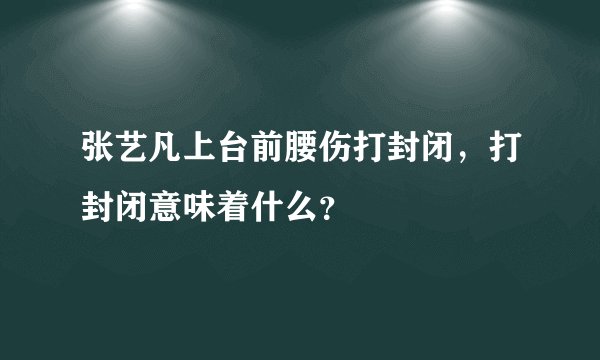 张艺凡上台前腰伤打封闭，打封闭意味着什么？