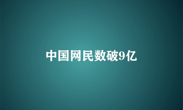 中国网民数破9亿