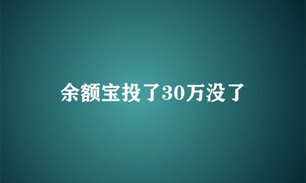 余额宝投了30万没了