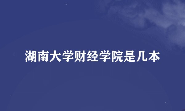 湖南大学财经学院是几本