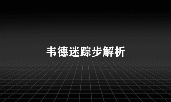 韦德迷踪步解析