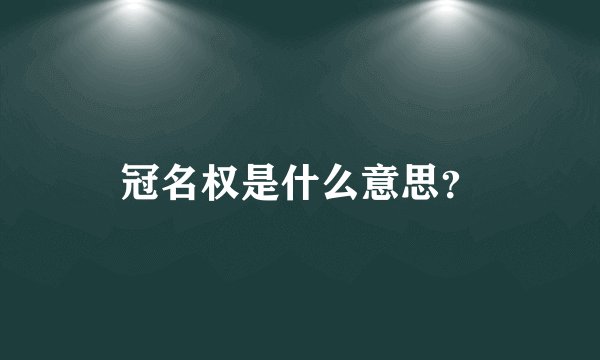 冠名权是什么意思？