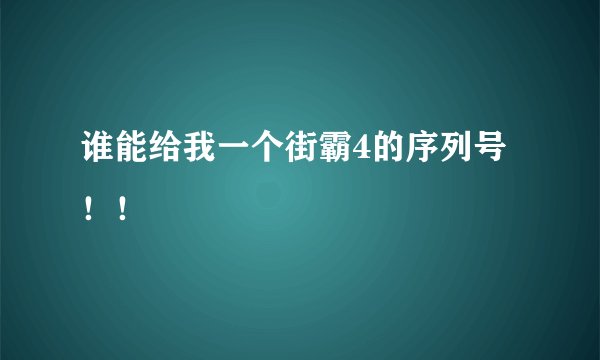 谁能给我一个街霸4的序列号！！
