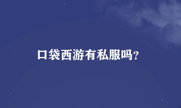 口袋西游有私服吗？