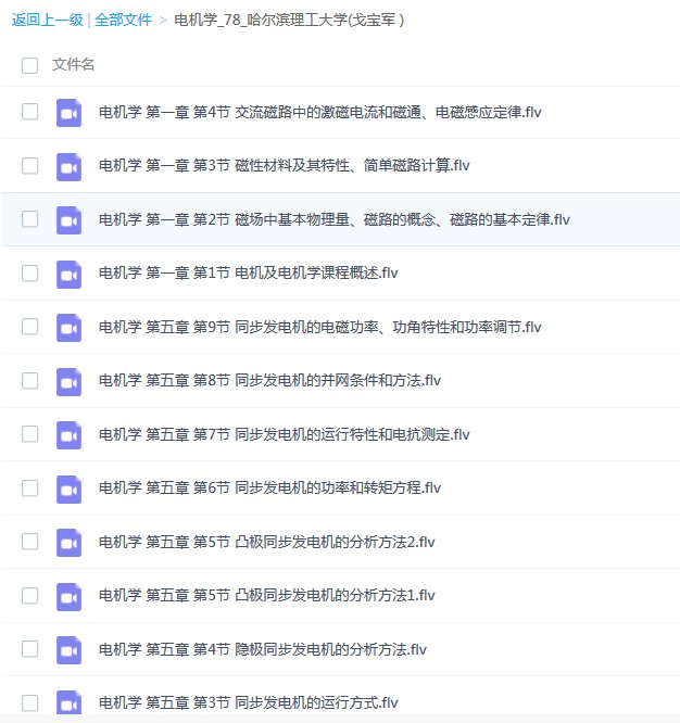 求《电机学》的【变压器篇】和【同步电机篇】视频教程