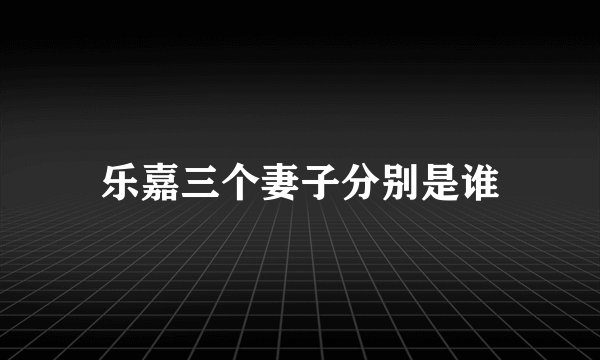 乐嘉三个妻子分别是谁
