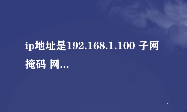 ip地址是192.168.1.100 子网掩码 网关 DNS跟备用DNS是什么