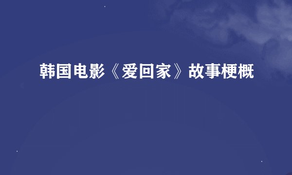 韩国电影《爱回家》故事梗概