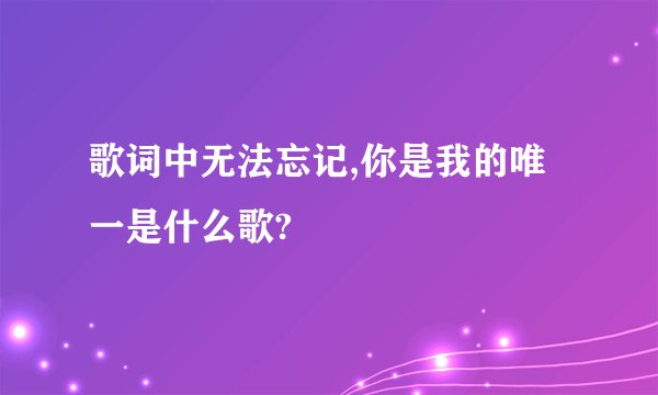歌词中无法忘记,你是我的唯一是什么歌?