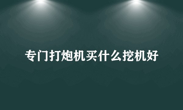 专门打炮机买什么挖机好