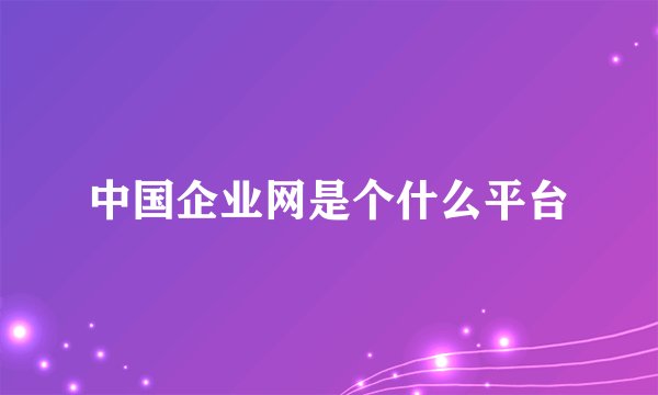 中国企业网是个什么平台