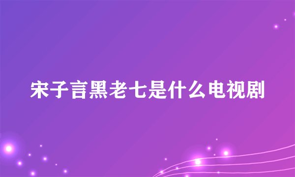 宋子言黑老七是什么电视剧