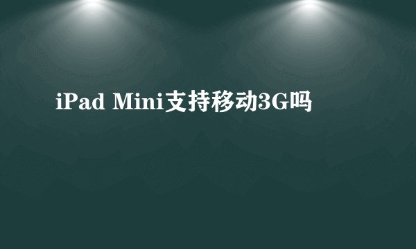 iPad Mini支持移动3G吗