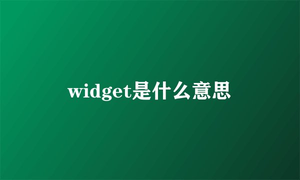 widget是什么意思