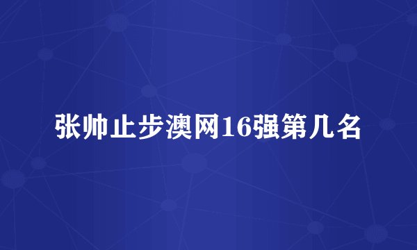 张帅止步澳网16强第几名