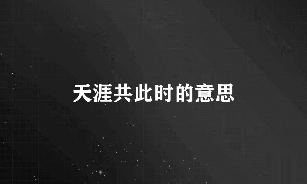 天涯共此时的意思