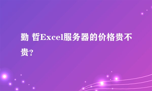 勤 哲Excel服务器的价格贵不贵？