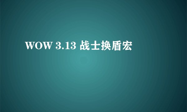 WOW 3.13 战士换盾宏