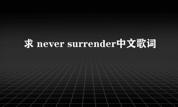求 never surrender中文歌词