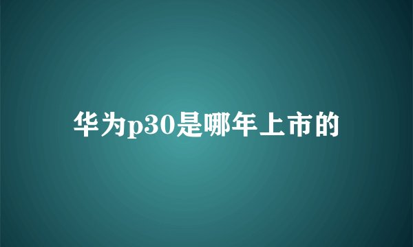 华为p30是哪年上市的