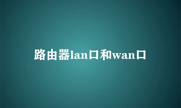 路由器lan口和wan口