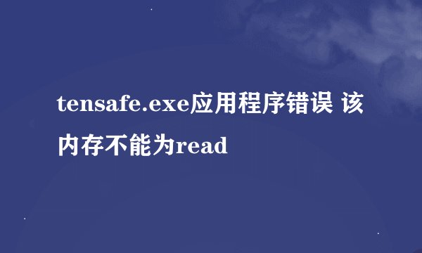 tensafe.exe应用程序错误 该内存不能为read