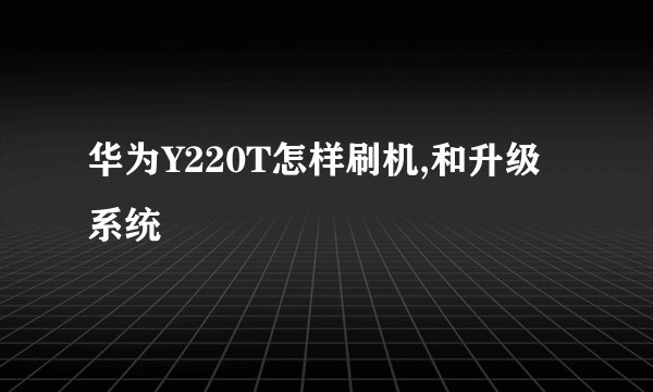 华为Y220T怎样刷机,和升级系统