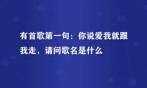 有首歌第一句：你说爱我就跟我走，请问歌名是什么