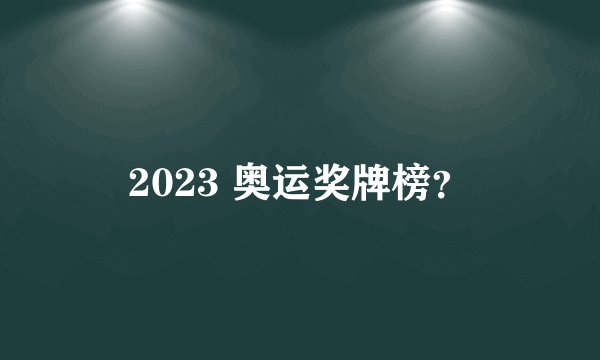 2023 奥运奖牌榜？