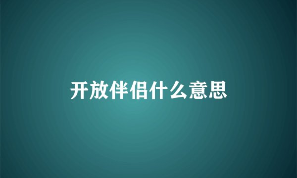 开放伴侣什么意思