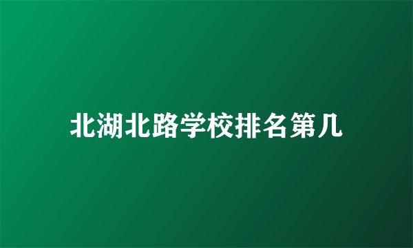 北湖北路学校排名第几