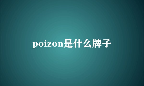 poizon是什么牌子