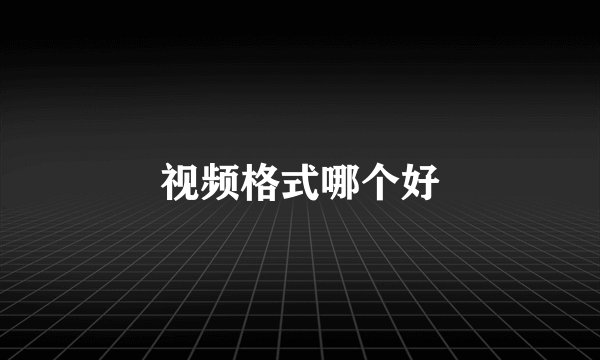 视频格式哪个好
