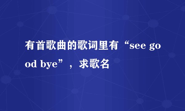 有首歌曲的歌词里有“see good bye”，求歌名